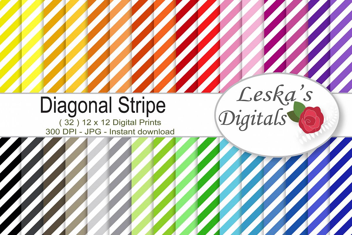 Diagonal Stripe Digital Scrapbook Paper example image 1