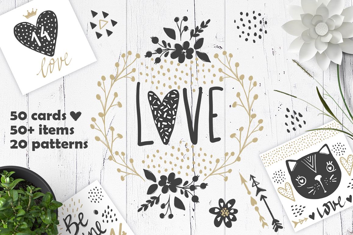 Valentines day.Love, hearts, animals example image 1