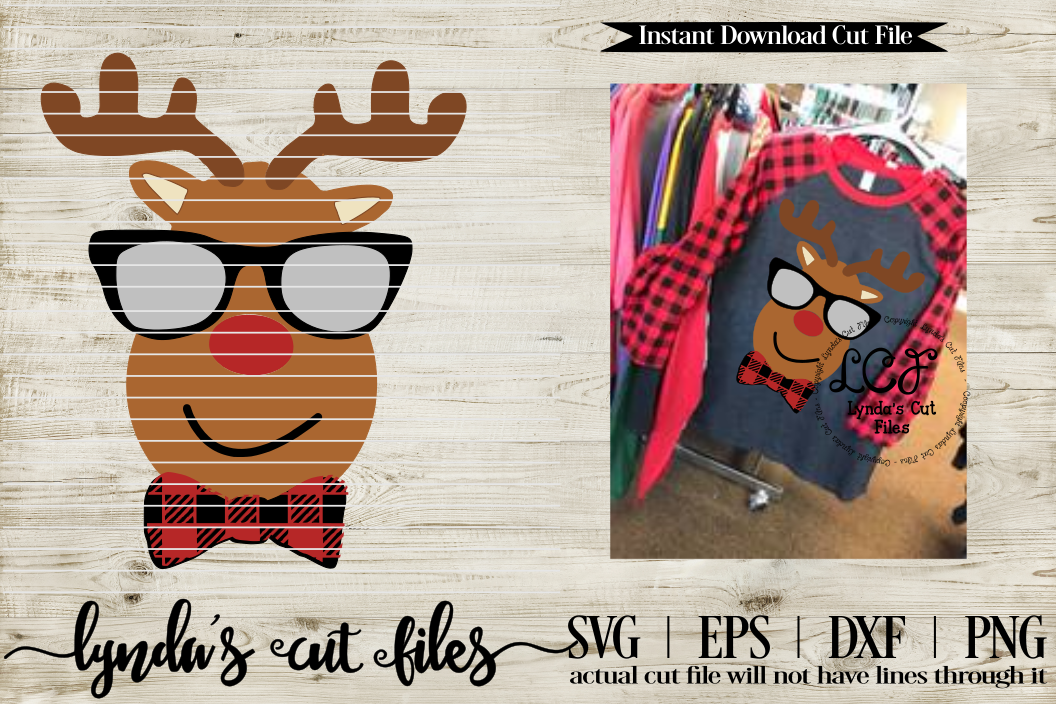 Boy Reindeer//Buffalo Plaid//Christmas//SVG//EPS//DXF example image 1