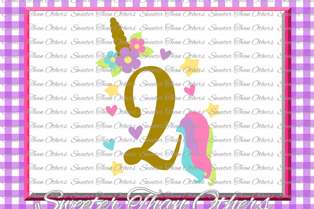 Second Birthday SVG, 2nd Birthday Unicorn svg example image 1