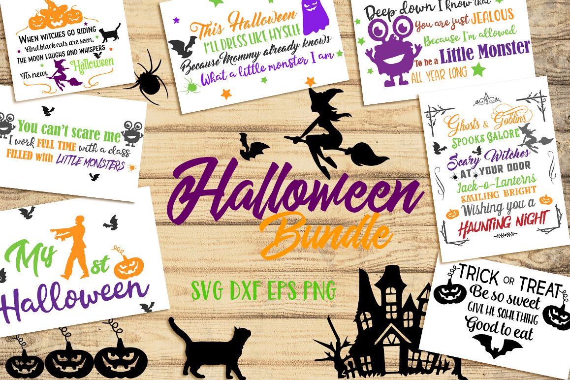 SVG Halloween Bundle -16 Cutting files and 15 Bonus Halloween Elements - Cut Ready SVG for Halloween example image 1