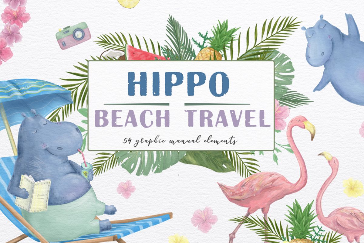Hippo Beach Travel. Summer Set example image 1