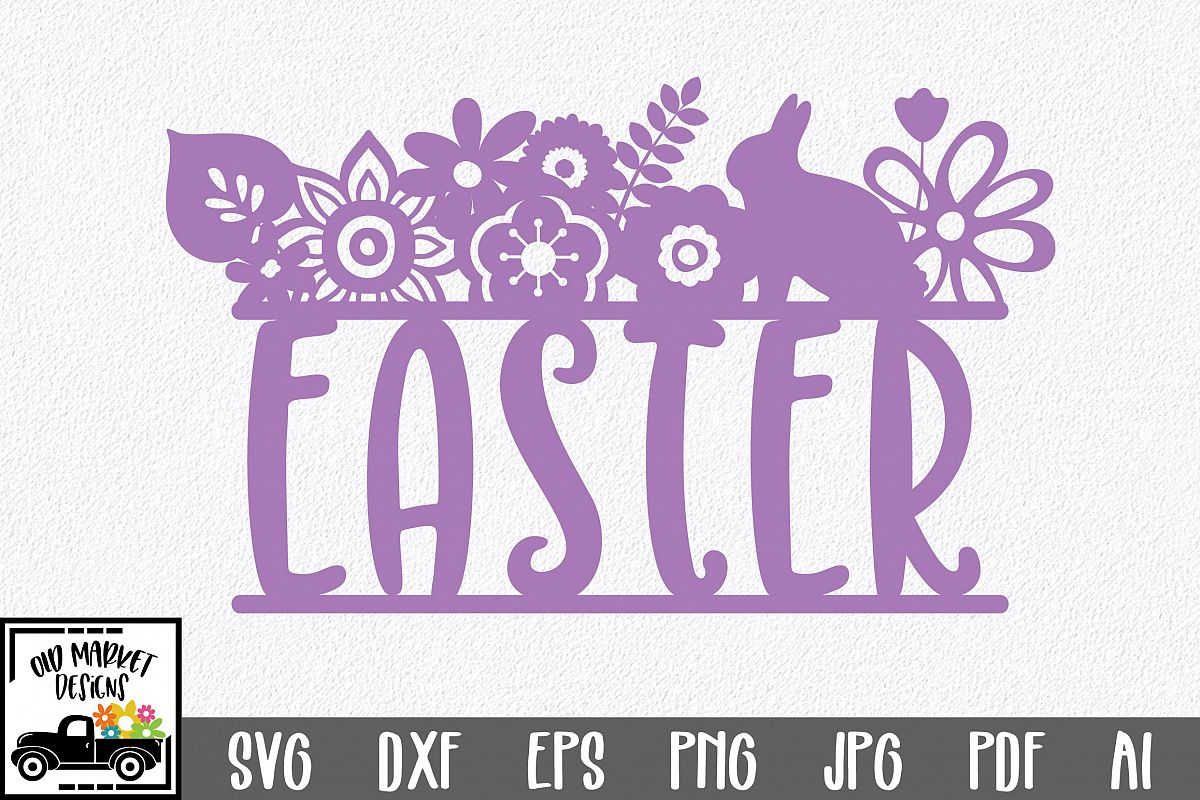 Easter SVG Cut File - Easter Floral SVG DXF EPS PNG AI example image 1