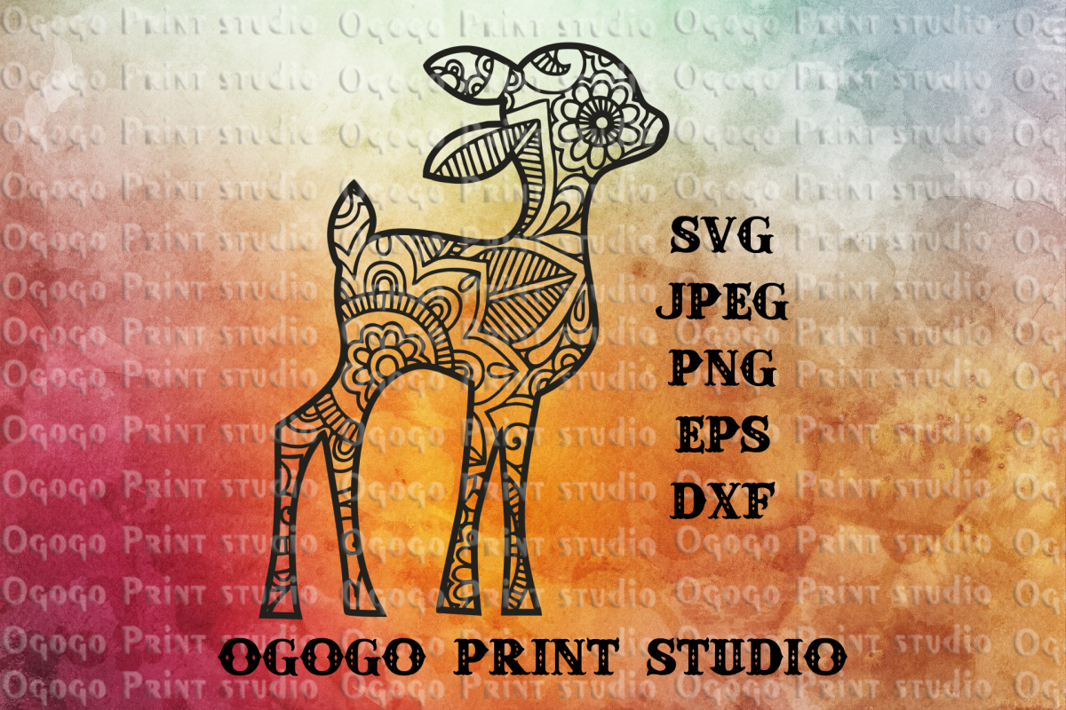 Fawn SVG, Zentangle Svg, Woodland Animal svg, Deer SVG example image 1