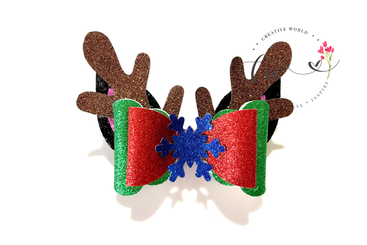 Christmas Reindeer Hair Bow Digital Template | Hair Bow example image 1
