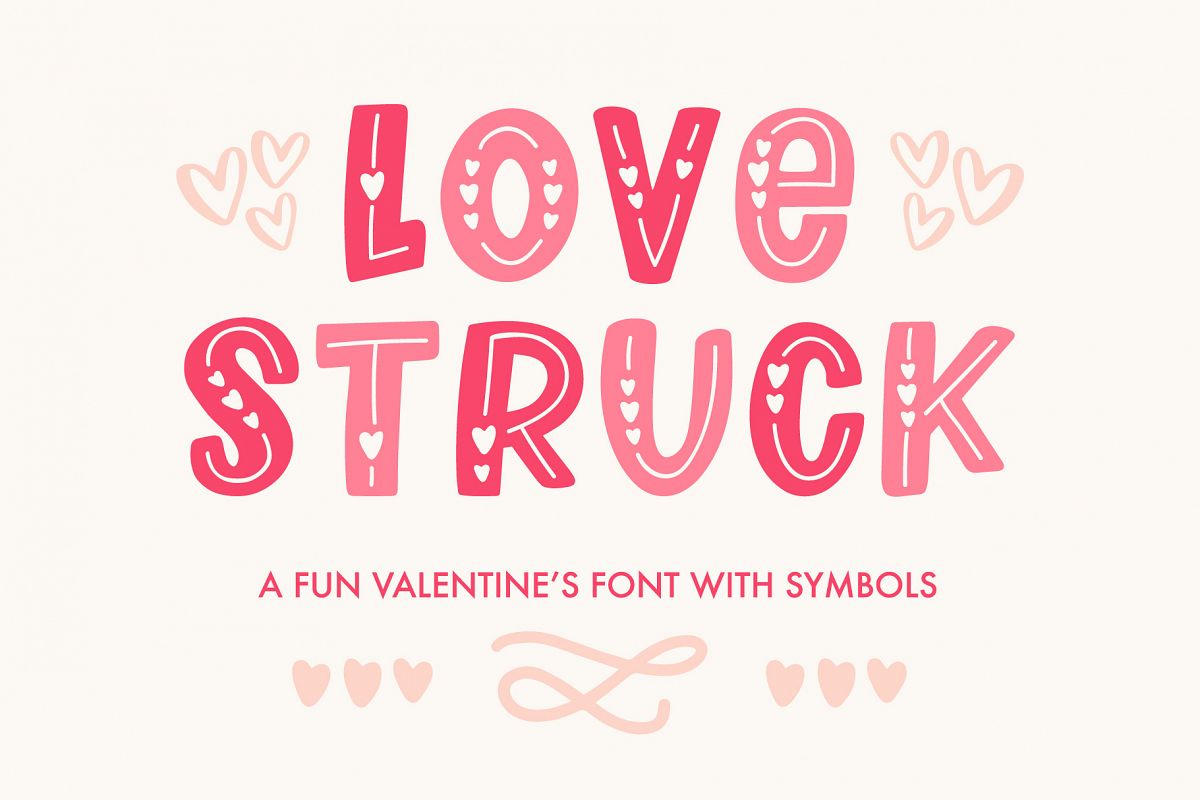 Love Struck, Thick Valentine's Heart Font example image 1