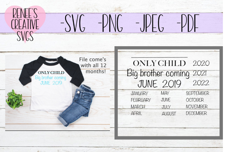 Only child, Big brother | SVG Cutting File example image 1
