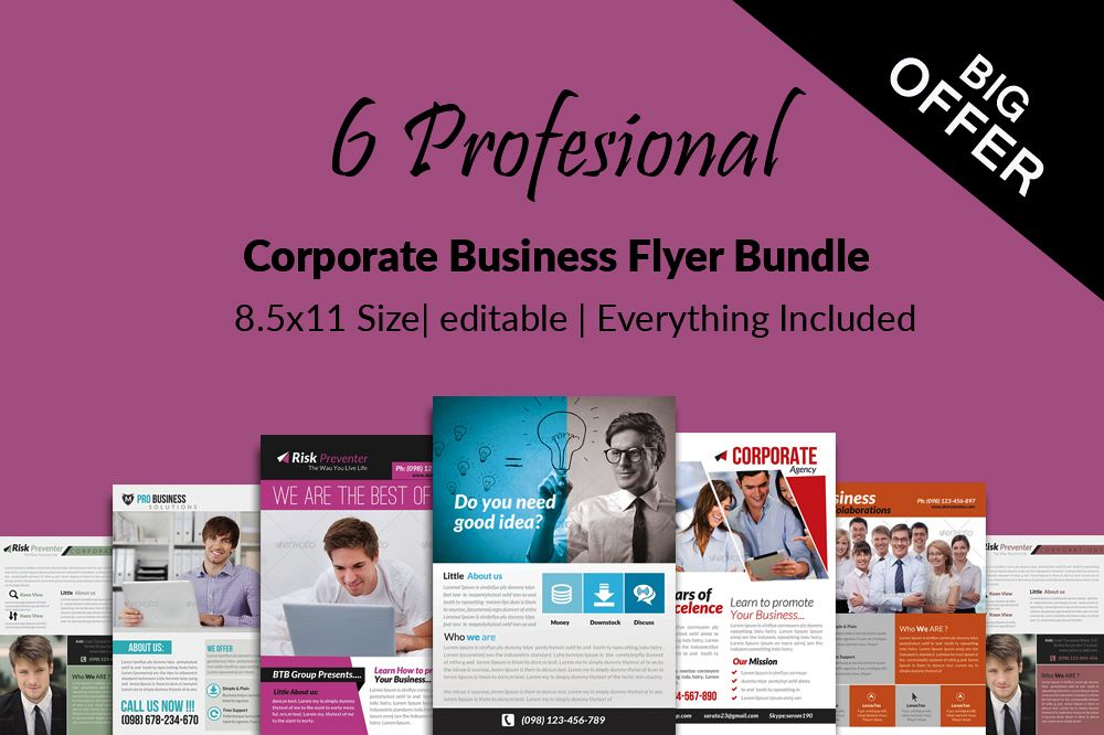 6 Corporate Business Flyers Bundle example image 1