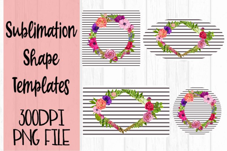 Gray Stripe with Flowers Sublimation Templates example image 1