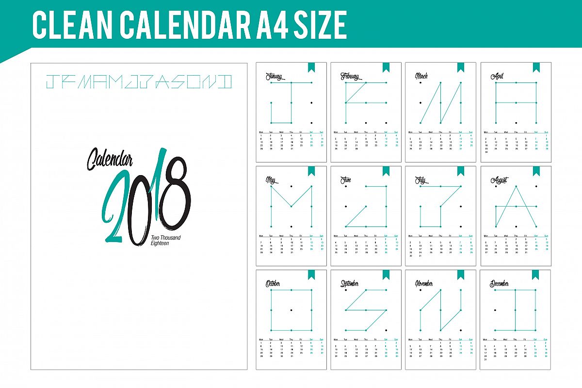2018 Simple and Clean Calendar example image 1