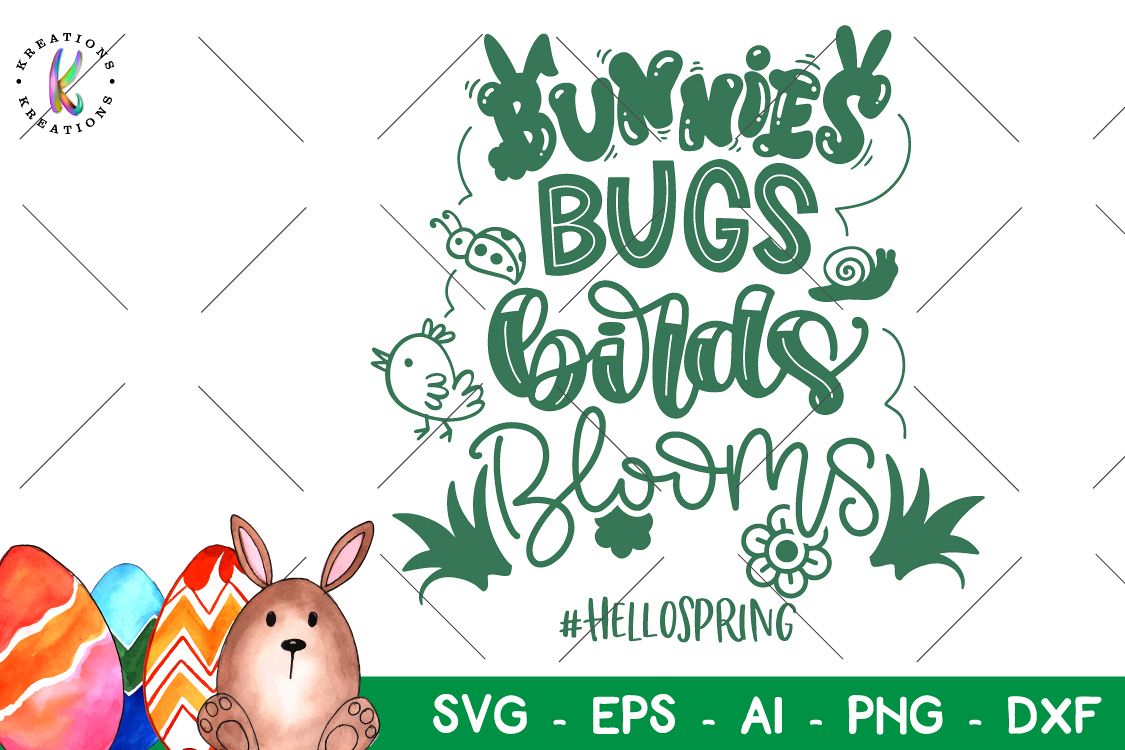 Easter svg Nunnies Bugs Birds Blooms Hello Spring example image 1