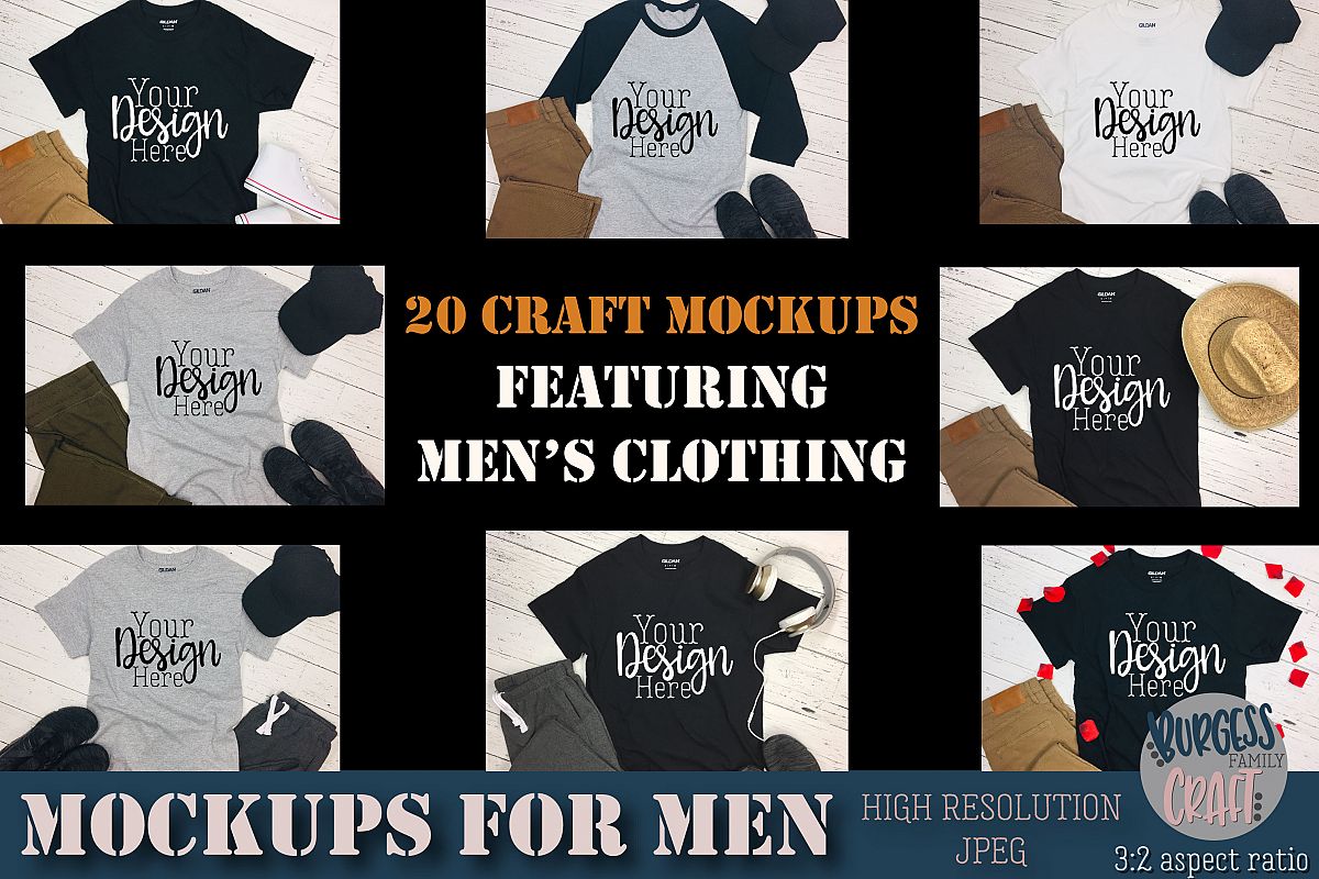 Men's clothing bundle Craft mock ups High Resolution JPEG (188636