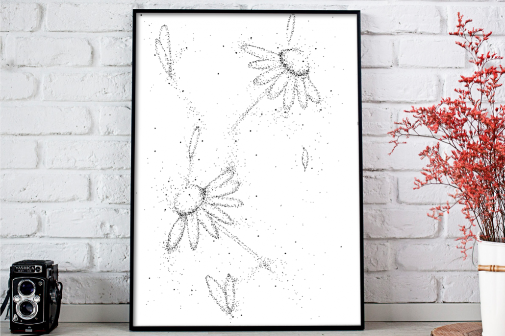 Doodle Flowers Art, A1, SVG example image 1