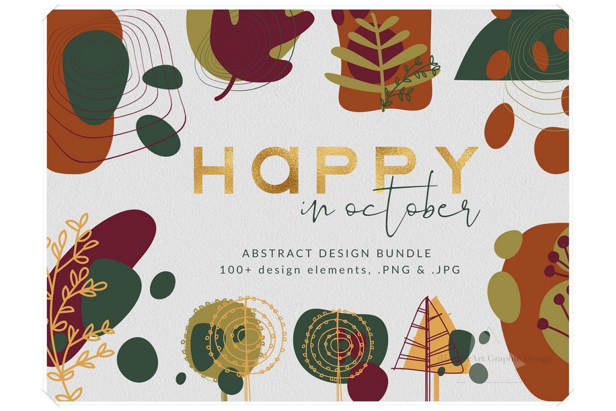 Modern Abstract Design Bundle - Autumn Clip Art example image 1