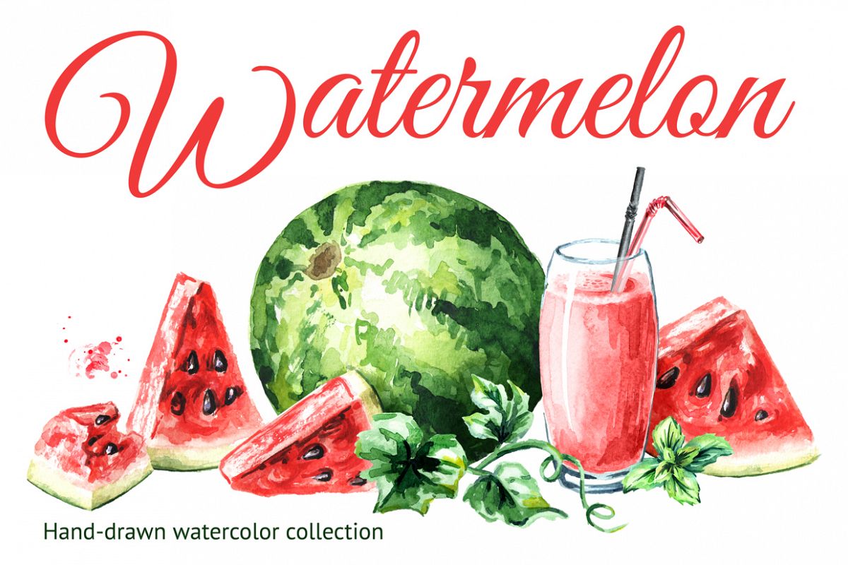 Watermelon. Watercolor collection example image 1