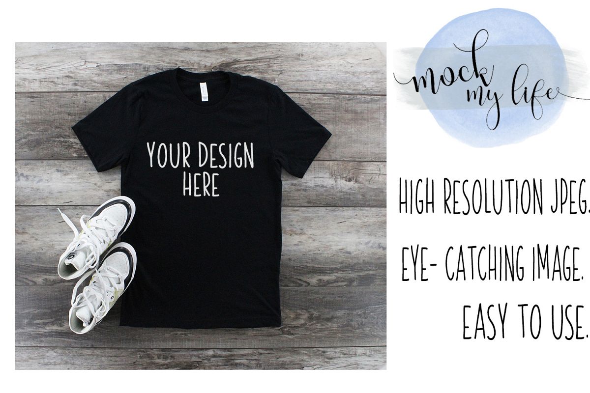 Black Bella Canvas Mockup / Plain Shirt Mock up example image 1