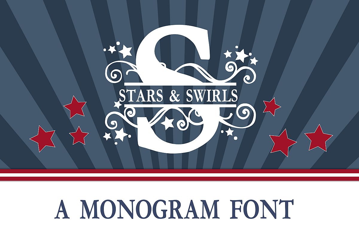 PN Stars & Swirls Monogram Banner Font example image 1