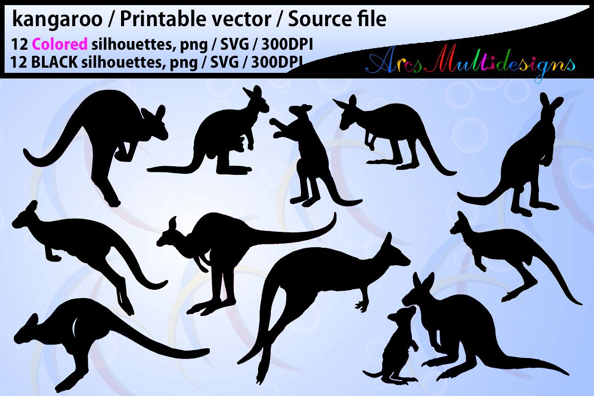 Kangaroo silhouette / EPS /SVG/ vector / PNG / colored kango silhouette / colored kangaroo / Cute kangaroo / High Quality example image 1