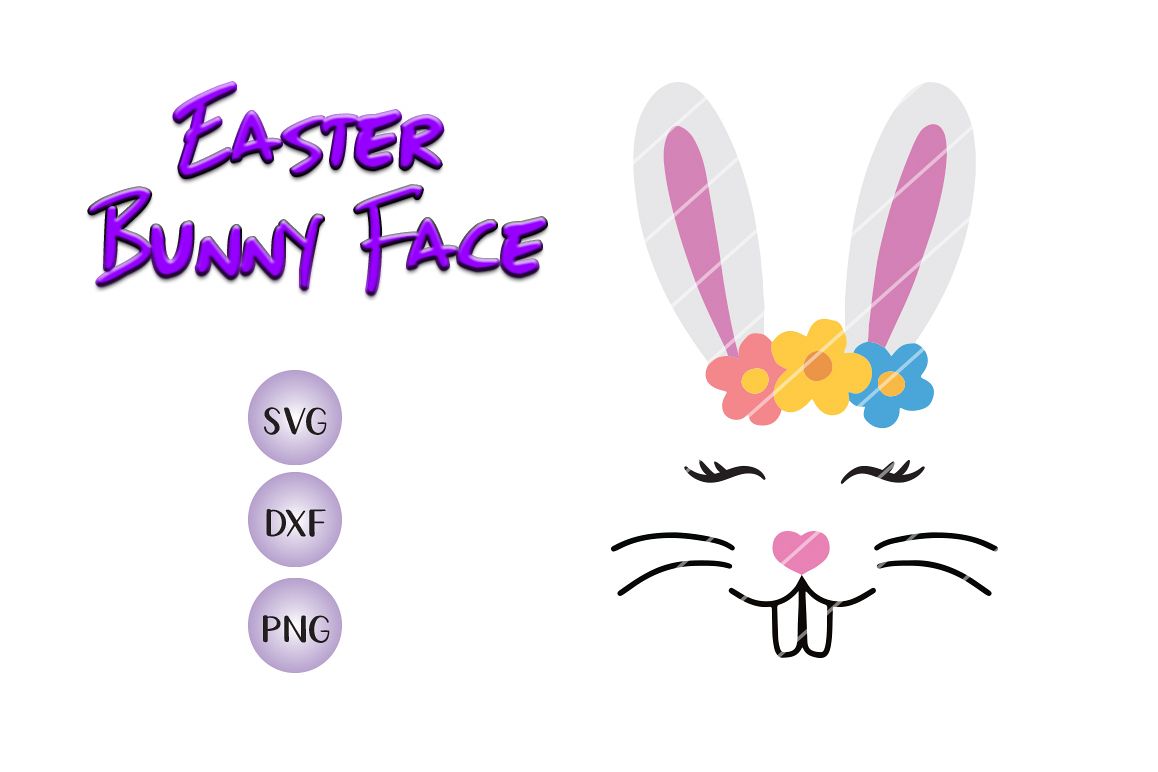 Easter Bunny Face - SVG DXF PNG -for crafters example image 1