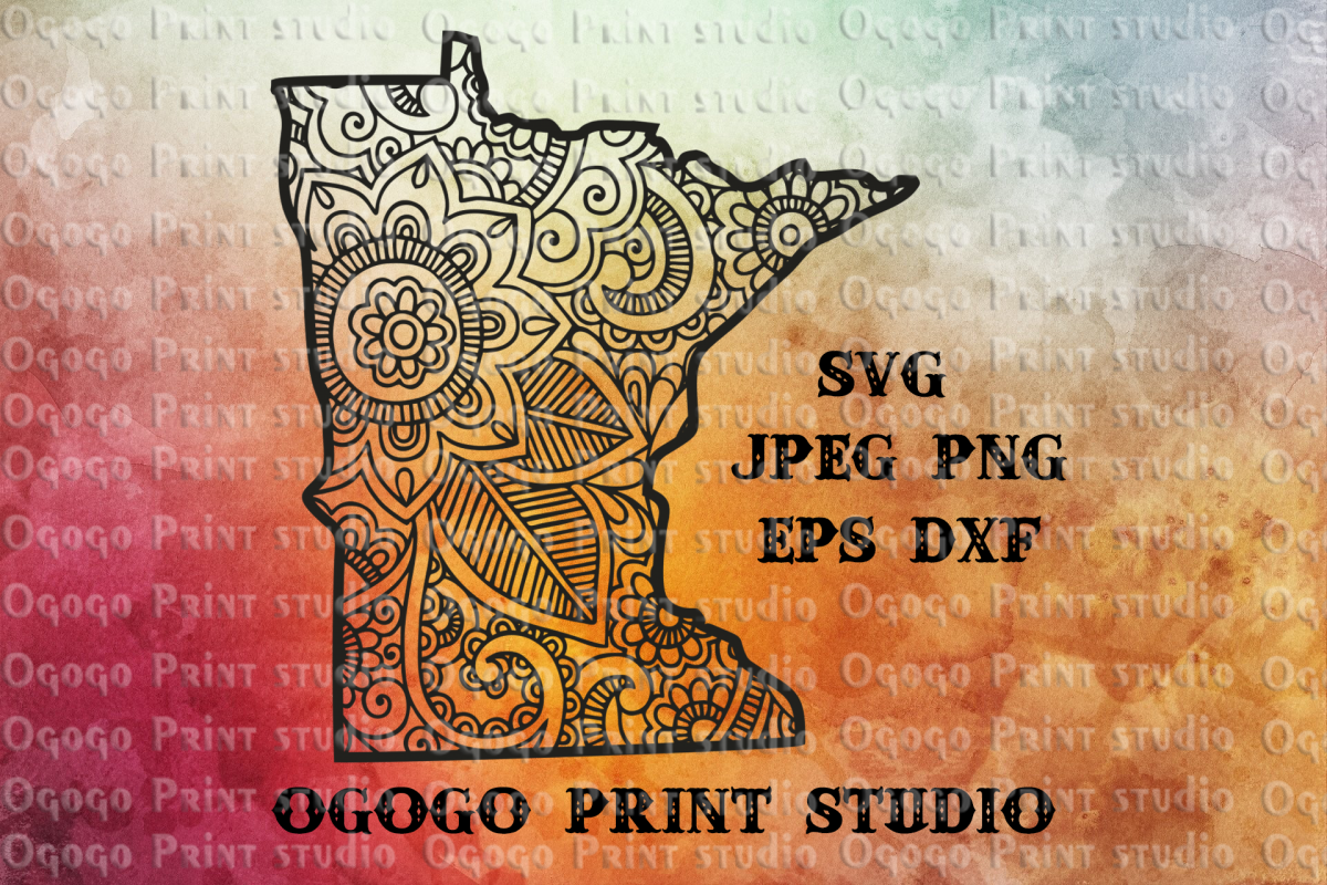 Minnesota Map SVG, Zentangle SVG, State svg, Mandala svg example image 1