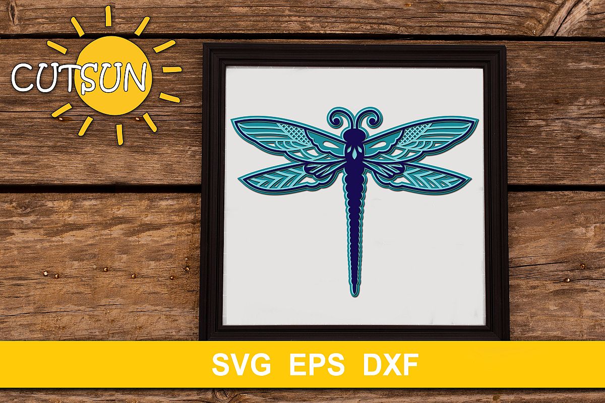 Download 3D Layered Mandala Dragonfly cut file three layers