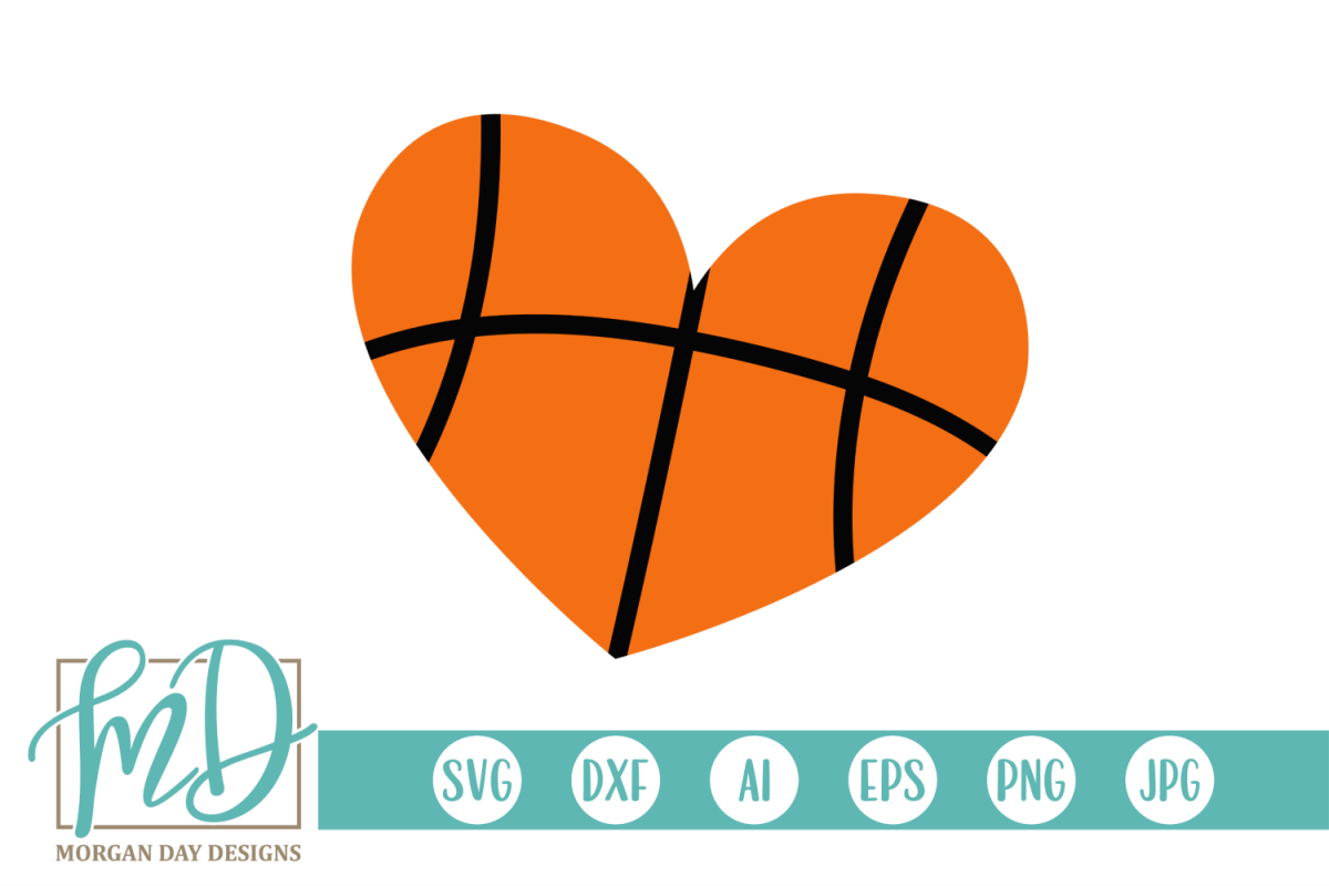 Basketball Heart SVG, DXF, AI, EPS, PNG, JPEG example image 1