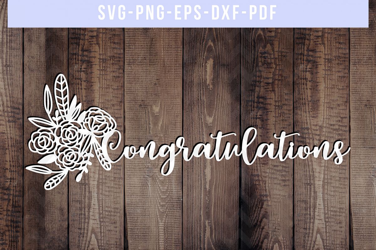 Congratulations Papercut Template, Wedding Cut File, SVG PDF example image 1