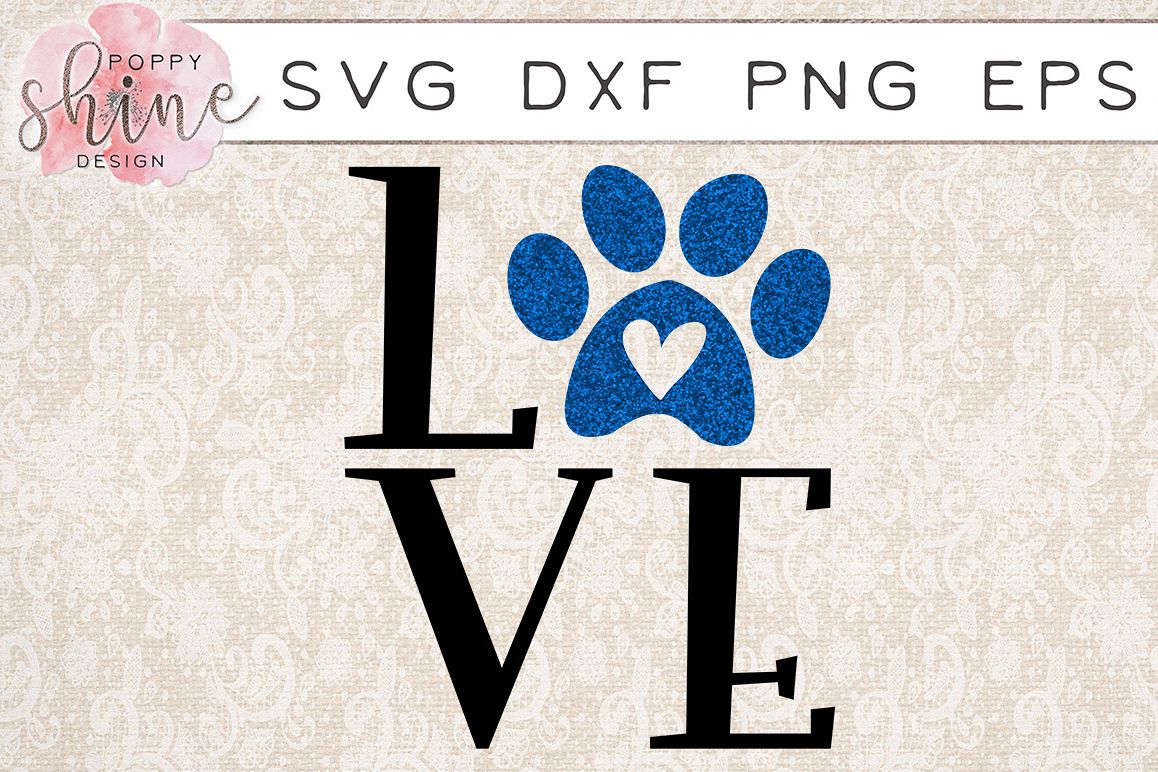 Love Paw Print SVG PNG EPS DXF Cutting Files example image 1