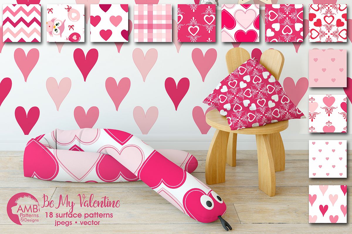 Be my Valentine pattern, papers, surface design AMB-1166 example image 1