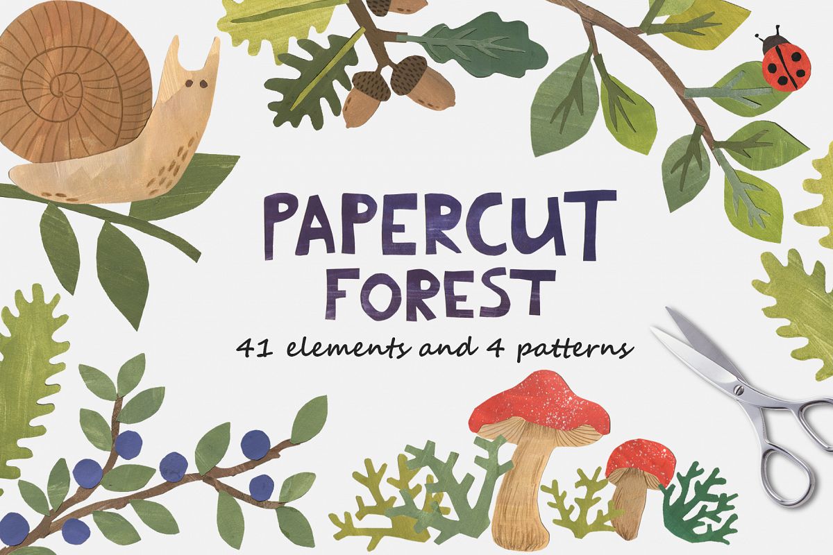 Papercut Forest Clip Art example image 1
