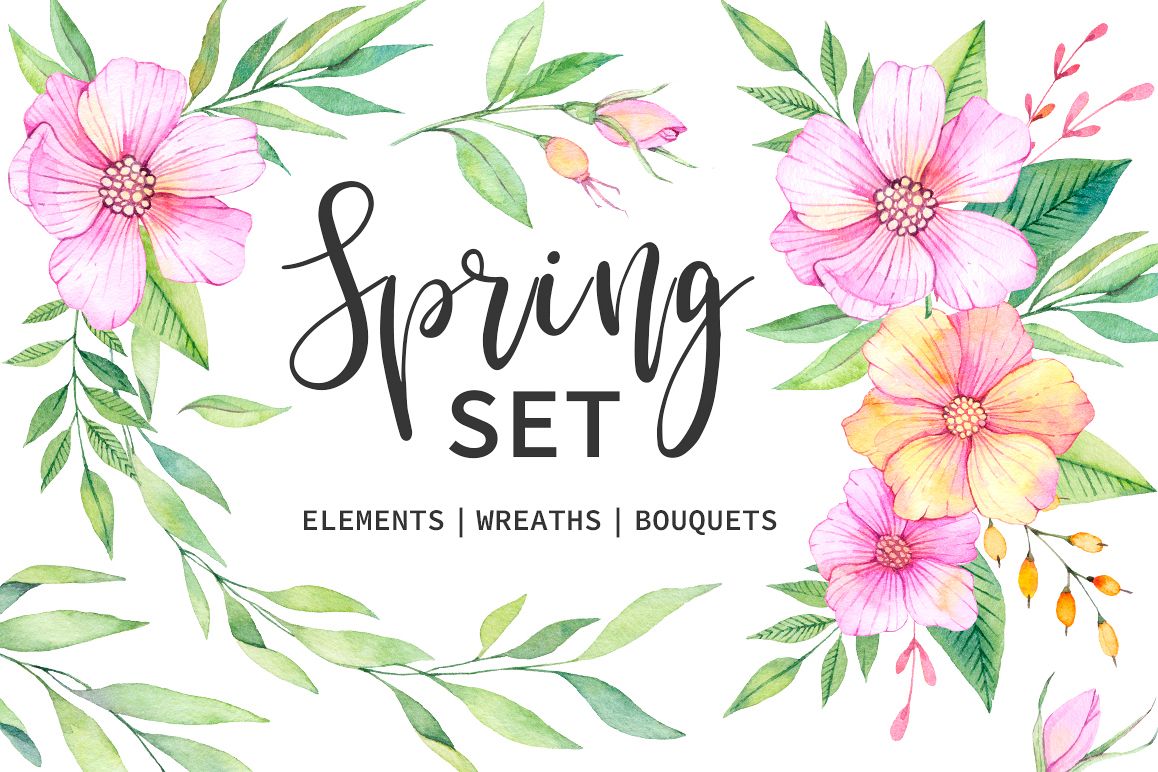 Watercolor spring set example image 1