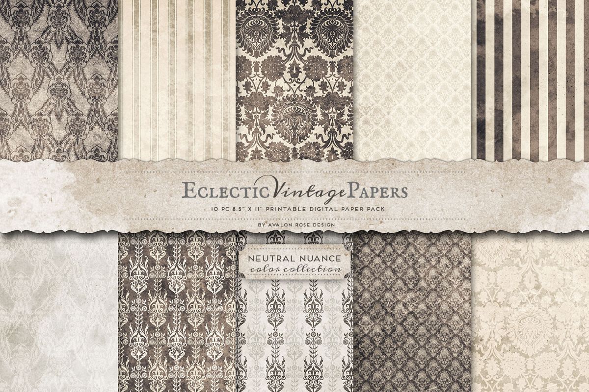 Vintage Printable Papers - Neutral Nuance (2437) | Backgrounds | Design ...