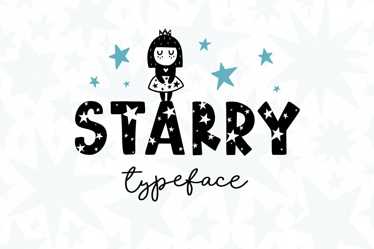 Starry Typeface - Font with Clipart example image 1