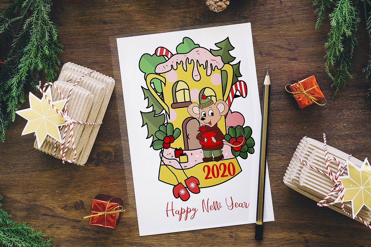 The cartoon mouse brought the year 2020 to the house. example image 1