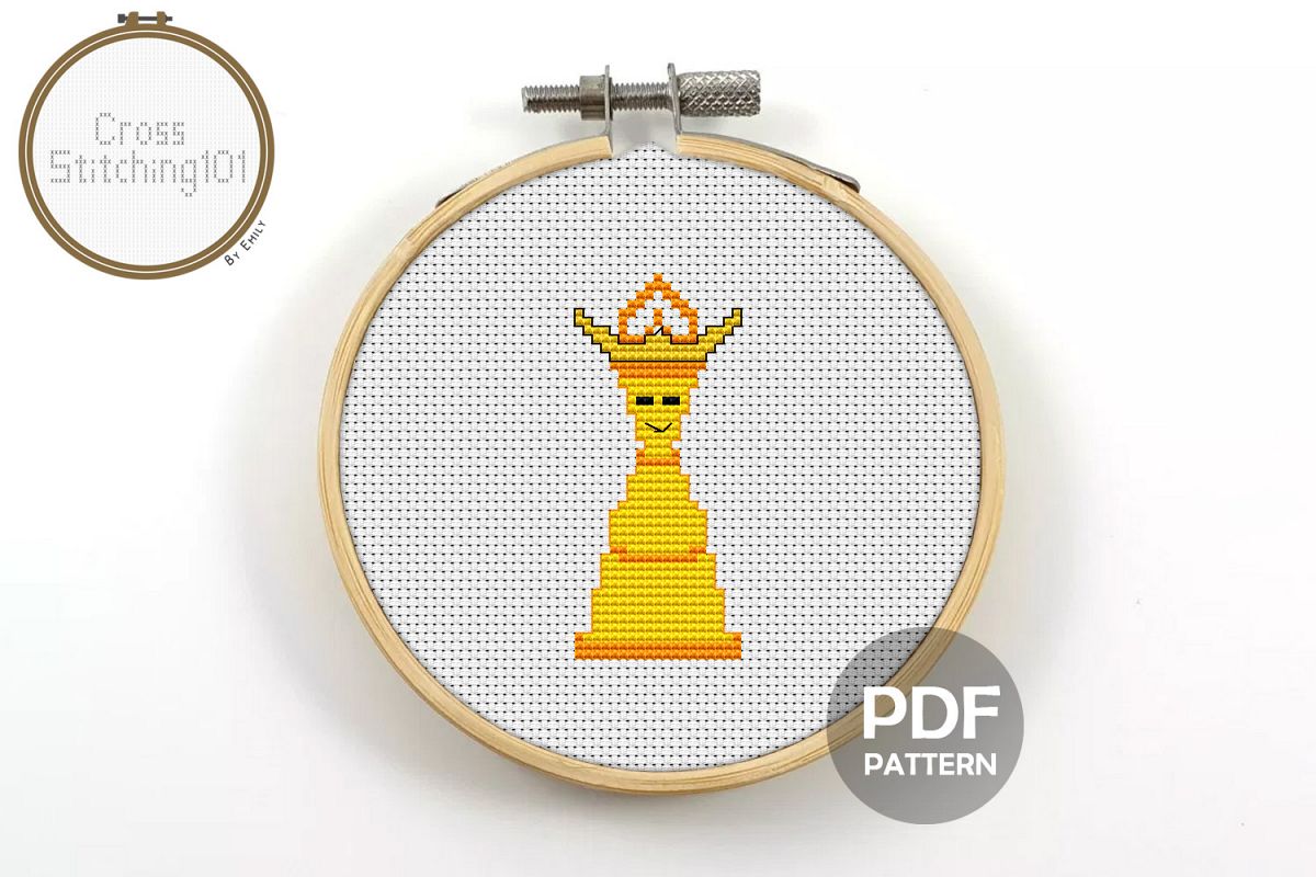 Chess Piece King Cross Stitch Pattern - Instant Download PDF example image 1