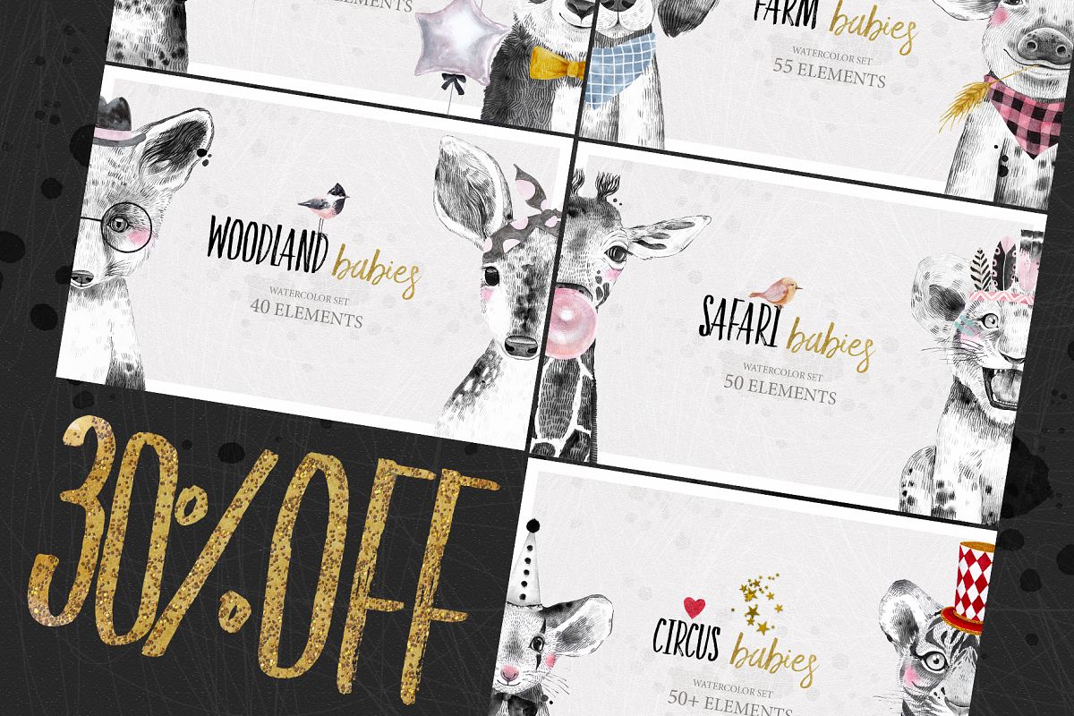ANIMAL BABIES BUNDLE - 30 OFF - example image 1