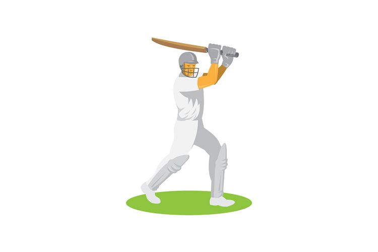 cricket player batsman batting retro example image 1