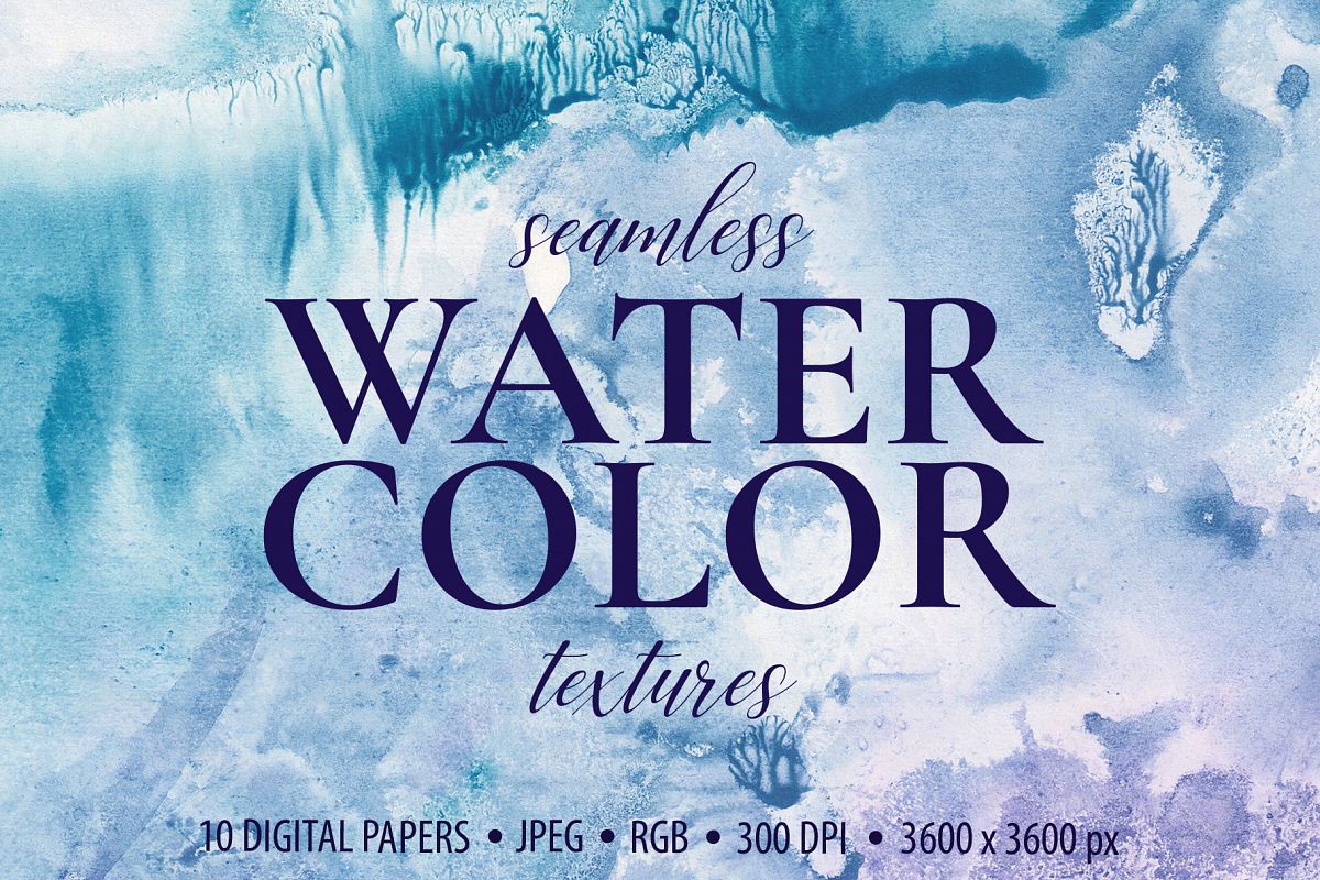 Seamless Watercolor Textures - 10 Watercolour Backgrounds example image 1