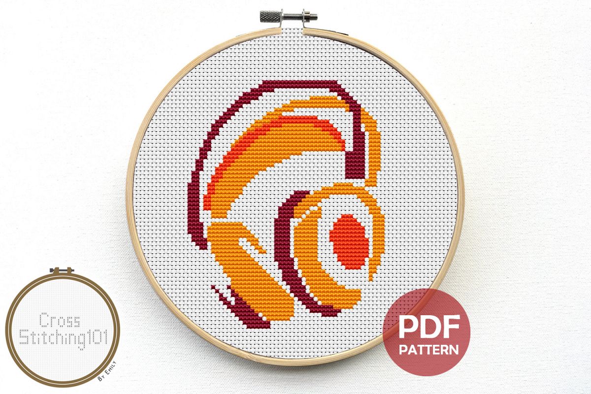 Headphones Cross Stitch Pattern- Instant Download PDF example image 1