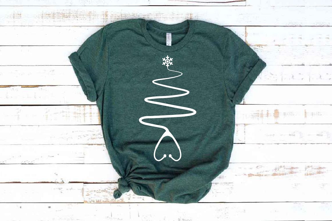 Stethoscope christmas tree SVG Nurse Squad xmas elf 1598s example image 1