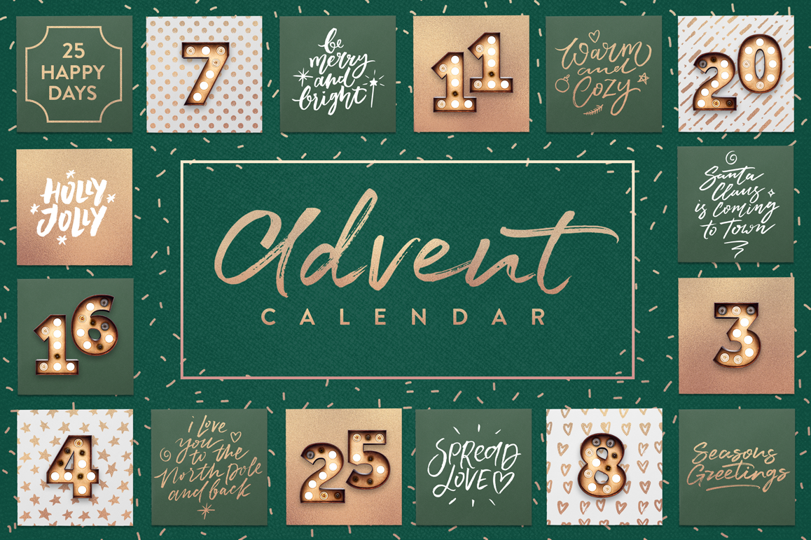 The Advent Calendar! 25 Festive Quotes (39957) SVGs Design Bundles