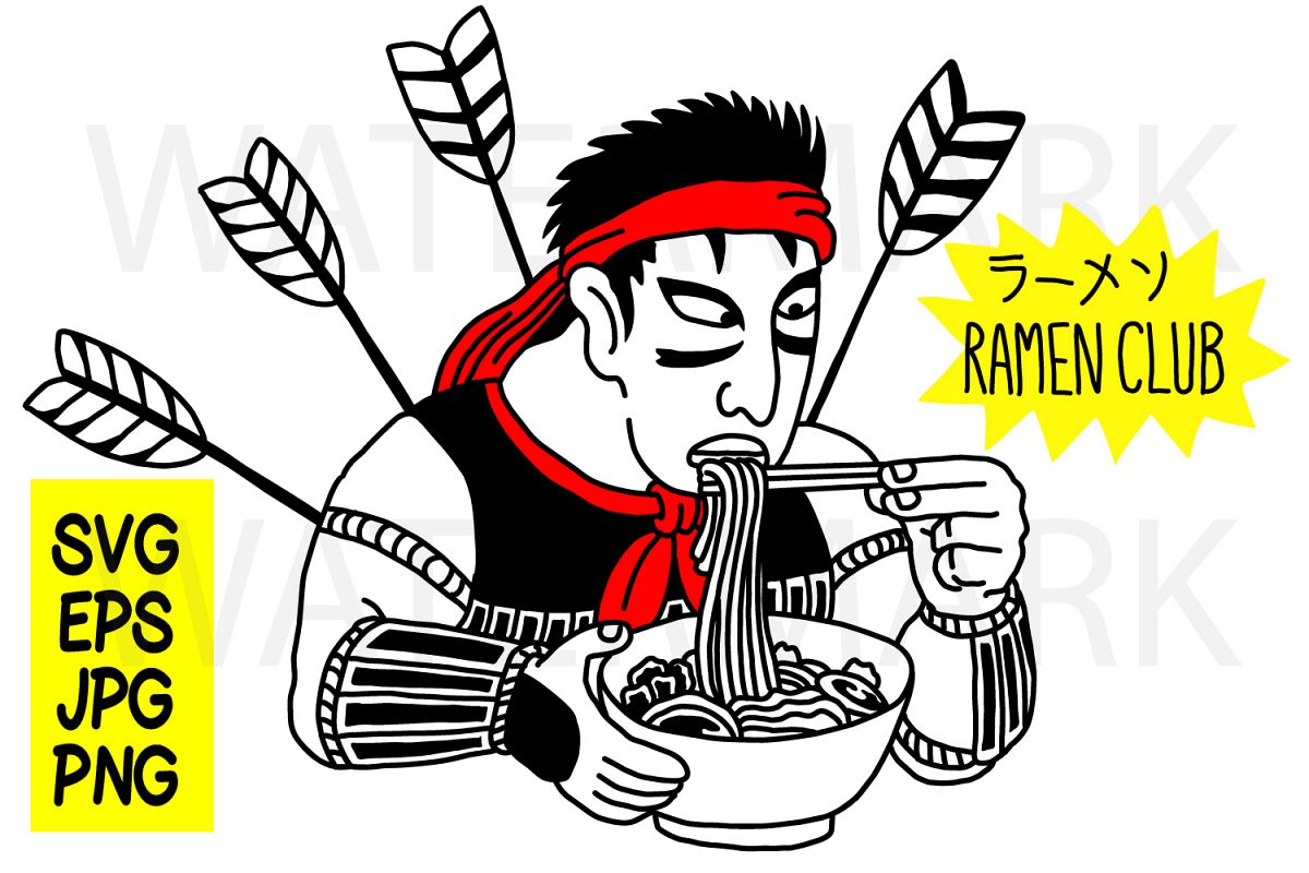 Samurai Ramen Club -- with outline - SVG-EPS-JPG-PNG example image 1