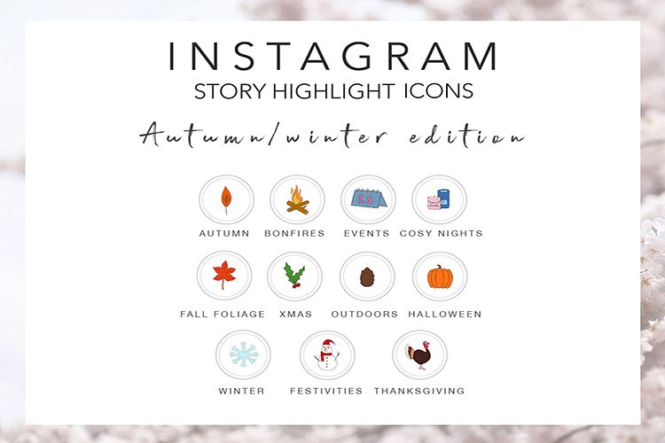 Autumn Fall Winter Instagram Story Highlight Icons in Colour example image 1