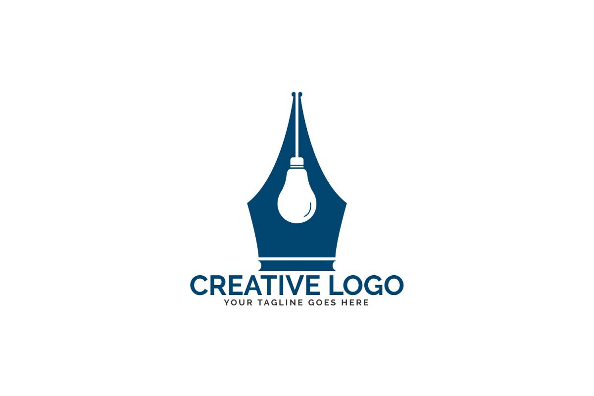 Pen Nib And Bulb Logo Idea. example image 1