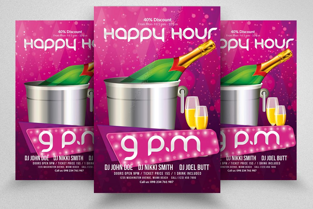 Happy Hour Flyer Template 07 example image 1
