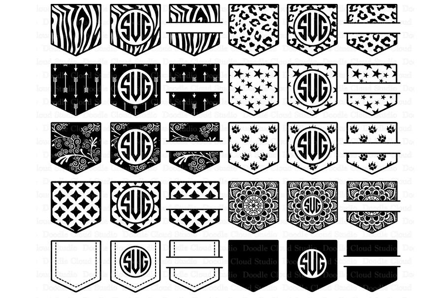 Download Pocket Patterns SVG files, Shirt Pocket Monogram SVG files ...