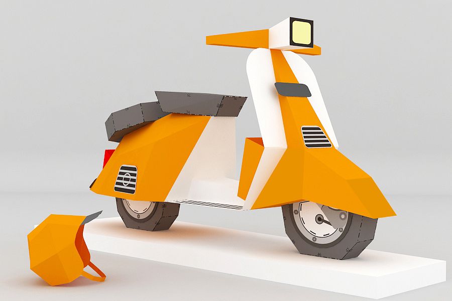 DIY Paper Scooter - 3d papercraft example image 1