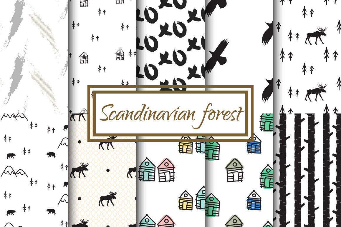 Scandinavian Forest Seamless Pattern example image 1