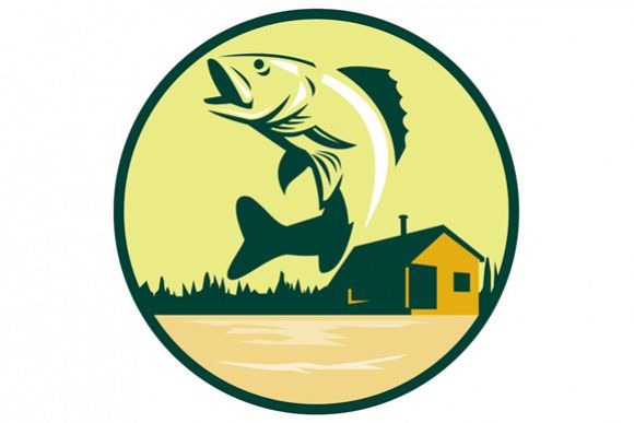 Walleye Fish Lake Lodge Cabin Circle Retro example image 1