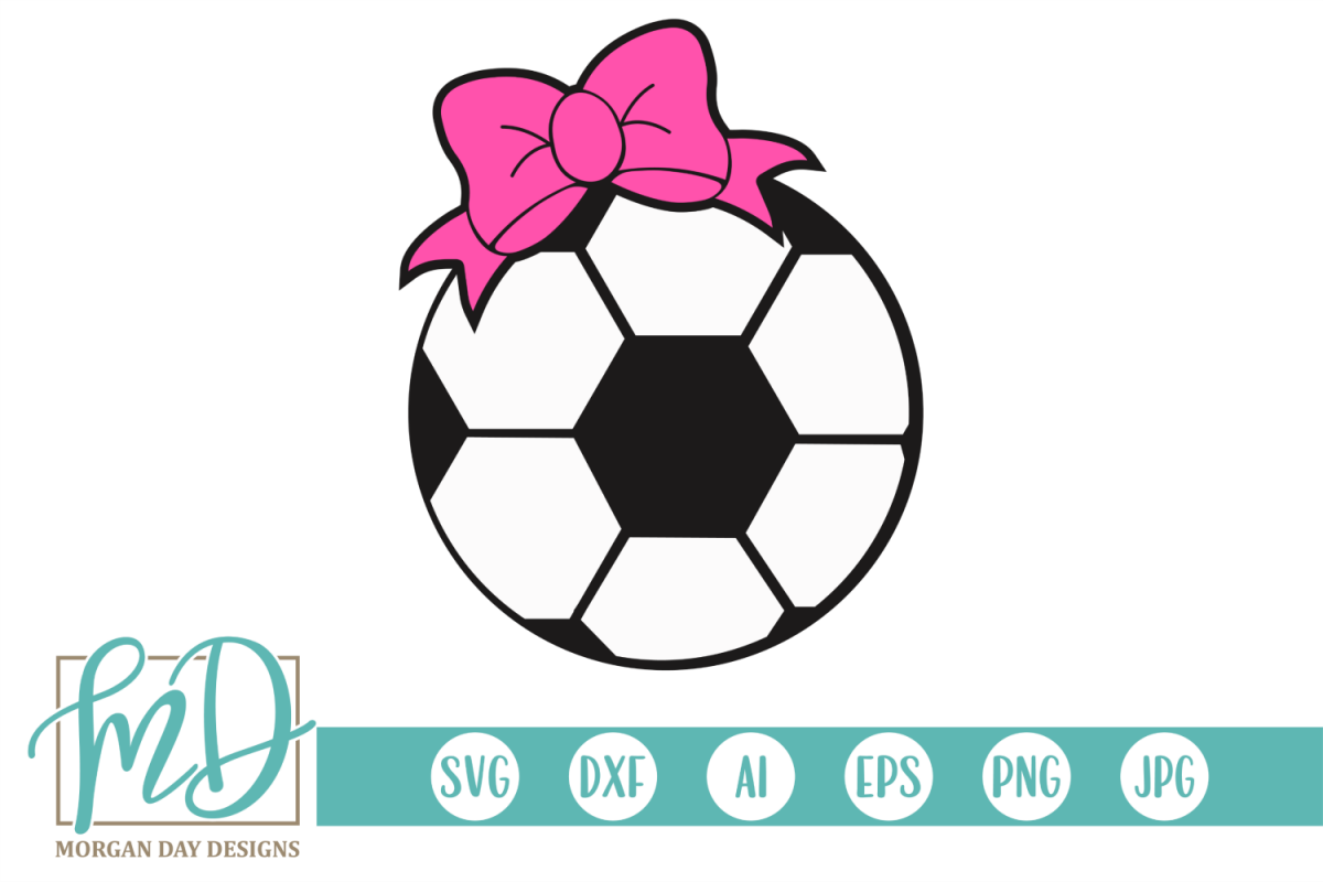 Soccer Ball with Bow SVG, DXF, AI, EPS, PNG, JPEG example image 1